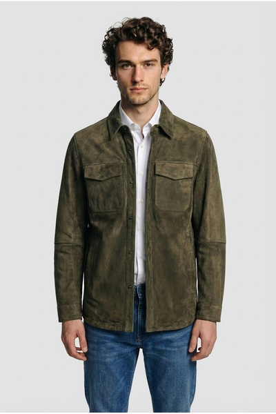 Elle Shoes Haki Deri Erkek Ceket