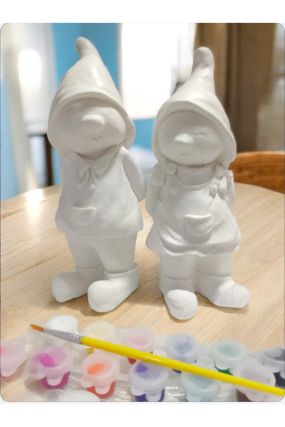 BOHEM PeSaPe ArT 24cm Kız Erkek Cüce Ham Obje Boyama Seti 12 Renk Boya Fırça ...