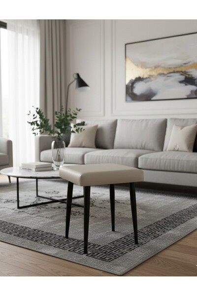 ÖZCAN METAL Metal Ayak Babyface Kumaş Dekoratif Çok Amaçlı Peluş Puf Tabure Bench Koltuk Sandalye