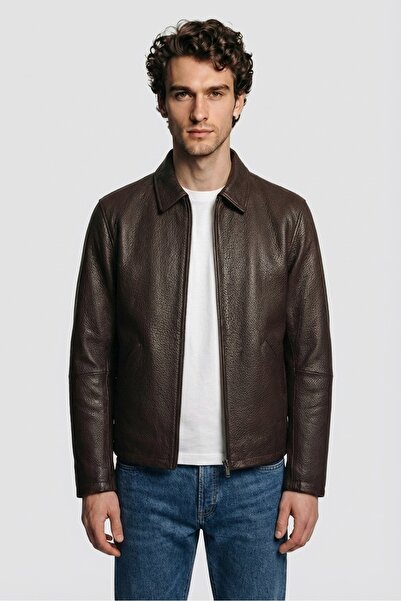 Elle Shoes Kahve Deri Erkek Ceket