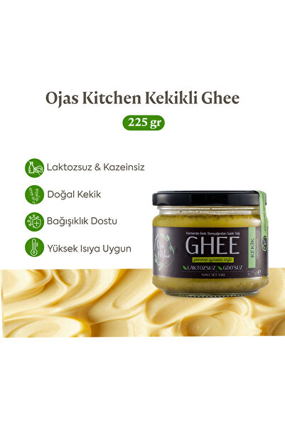 ojas kitchen Kekikli Sade Yağ / Ghee 225 gr - Laktozsuz, Kazeinsiz, Gdo' Suz - Saf Yağ / Sadeyağ
