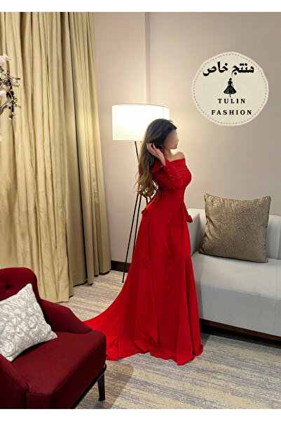 NO BRAND اللون احمر فستان نواعم أنيق خامه باربي كوري