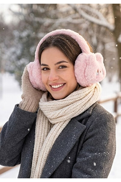 JOLIE Figured Soft Plush Headphones - Pink
