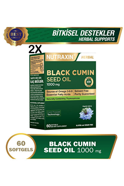 Nutraxin Black Cumin Seed Oil, Çörek Otu Yağı 2X60 Softjel (Doğal Soğuk Pres Takviye Edici)
