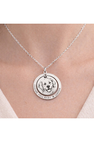 Soleildor 925 ayar Orijinal Gümüş Sallantılı Evcil Hayvan Resimli İsimli Gümü...