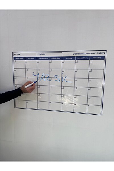 Tutunabilir Kağıt Monthly Planner Calendar – Static Smart Writing Board |   Applied to Walls, Beds and Boards |   85×56 cm