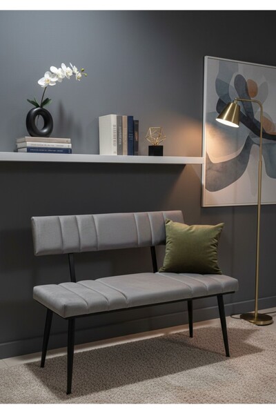 ÖZCAN METAL Siyah Metal Ayaklı Metal Kasalı Sırtlı Mutfak Salon Antre Yatak O...