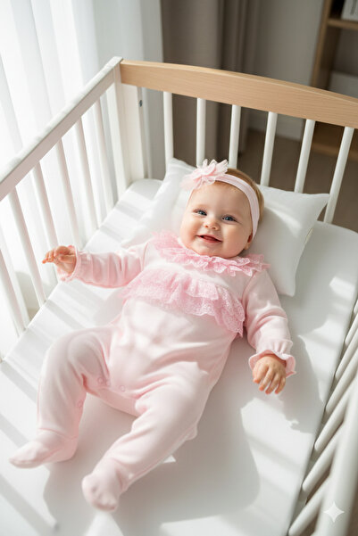 Miniday Baby Baby Girl Mevlütlük Lace Romper with Bandana