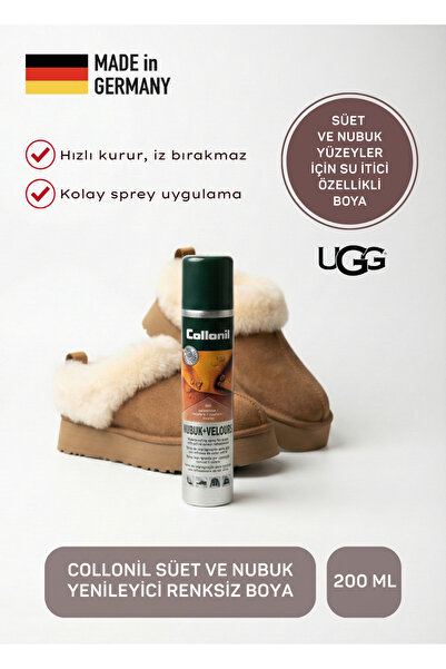 Collonil Tuna Nubuk ve Süet Yenileyici, Leke Önleyici Boya Renksiz 200 ml - Made in Germany - 1592-1