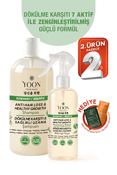 YOON 2'li Set Saç Dökülme Karşıtı, Hızlı Uzama, 7 Aktifli Biberiyeli Saç Bakı...