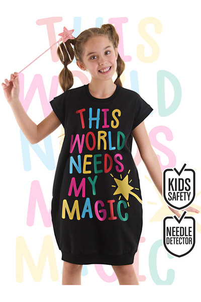 MSHB&G Kouzelné dívčí černé elastické letní šaty se sukní