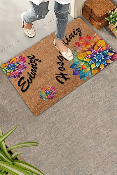 Valerine Life Mandala Orange Red Καλώς ήρθατε στο σπίτι μας Πατάκι μπροστινής...