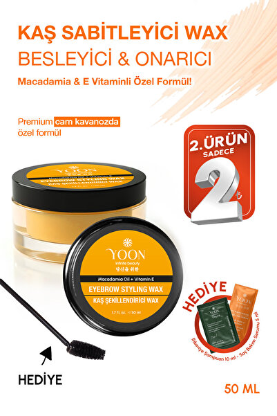 YOON Kaş Sabitleyici Wax – Macadamia Yağı & E Vitaminli Kaş Şekillendirici 50...