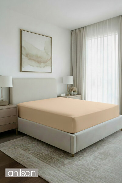 Anılsan ملاءة سرير مرنة من القطن الممشط 100% |   فردي/مزدوج |   قميص رياضي ضيق |   ارتفاع الزاوية 30 سم