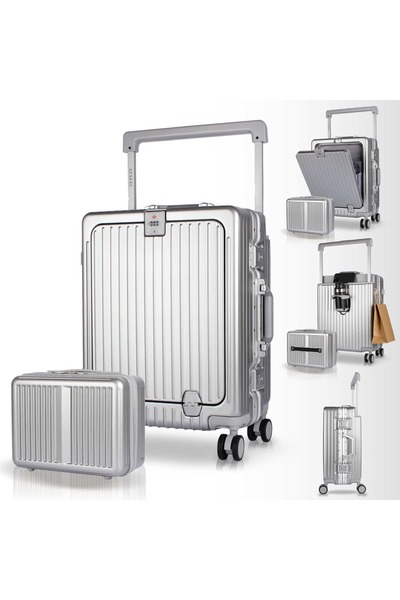 Zeplin Bold PC Policarbon 2'li Valiz Seti (Kabin ve Makyaj) Silver