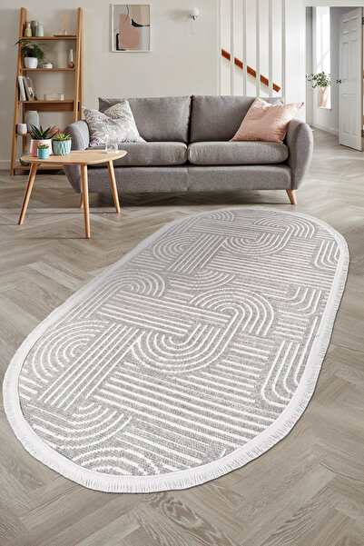 dekozer Revna Oval Halı | Kaymaz Taban, Modern Salon ve Mutfak Halısı