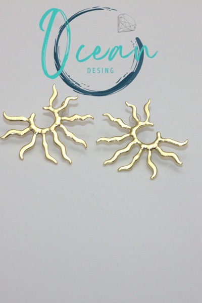 OCEANDESING Brass Gold Color Half Sun Women's Earrings – Trendy & Elegant Design