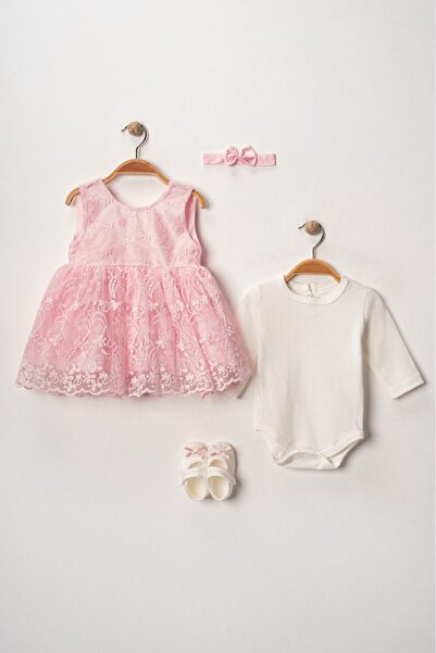 Petite Ponpon Baby Yenidoğan Bebek Mevlüt Elbisesi Mevlit Elbise Dantelli Abiye Bebek Hediyelik 0-6 Ay