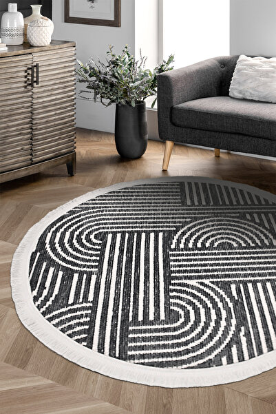 dekozer Revna Yuvarlak Halı | Yıkanabilir, Kaymaz Taban, Modern Salon ve Mutf...