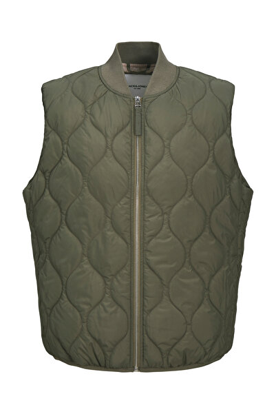 Jack & Jones Jack&Jones 12258386 JJKODA LINER VEST Erkek Spor Yelek Haki yeşil
