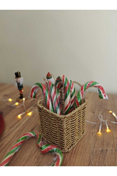 HASEL Baston Şekeri 50 Adet YEŞİL-KIRMIZI-BEYAZ ŞERİTLİ (YILBAŞI, HEDİYELİK, ...