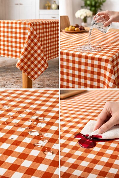 Doğa Ev Tekstili Checkered Tablecloth, Table Cloth, Picnic Cover, Duck Fabric, Water and Stain Repellent, Bohemian Style