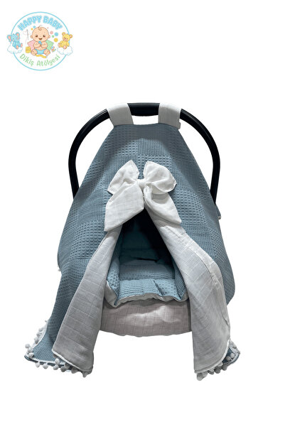 Happy Baby Dikiş Atölyesi 3'lü Puset Takımı Puset Örtüsü Minderi Çarşafı Müsl...