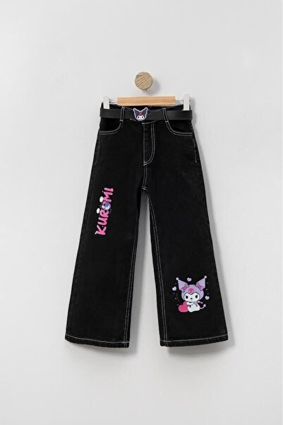 GİRL EMELY Girls' Kuromi Digital Printed Denim Pants