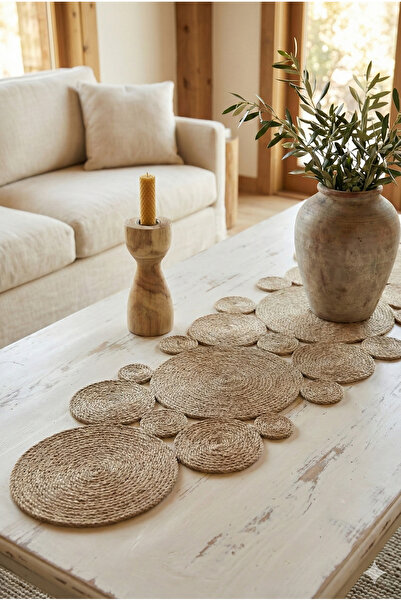 Homever El Yapımı & Premium Jüt Runner Vista, 120x32cm Hasır Jüt Salon Mutfak...