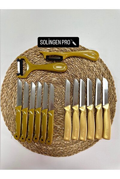 Solingen Gold Seri & Simli Meyve Bıçağı ve Soyacak Seti 14’lü Takım