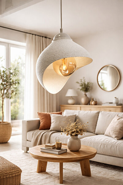 Rekatech Tekli Sarkıt Avize Rustik E27 Modern Avize Bohem Beton Görünüm (Ampülsüz)