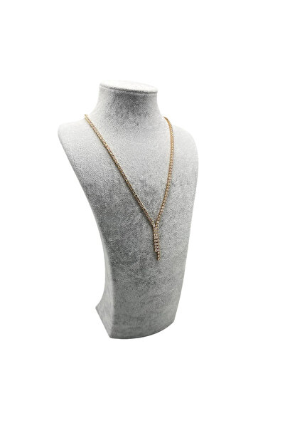 MeGass Dekor الإنتاج المحلي قماش سويدي Elisia Mannequin لون رمادي 40/20 سم قلادة Choker مجوهرات عرض عارضة أزياء