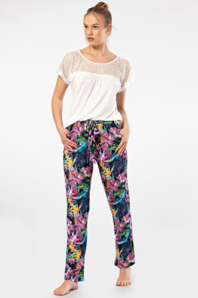 TÜREN 3302 Set de pijamale cu model pentru damă bleumarin