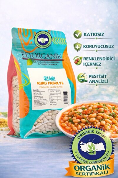 BEYORGANİK Organik Kuru Fasulye 500gr (PESTİSİT VE AFLATOKSİN ANALİZLİ)