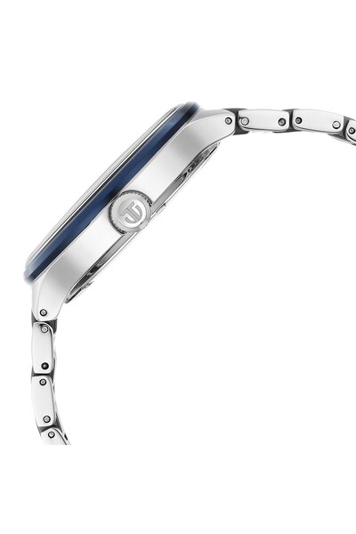 Titan ساعة سيراميك فيوجن رجالية 90148KD02 - مينا أزرق داكن، سوار ثنائي اللون