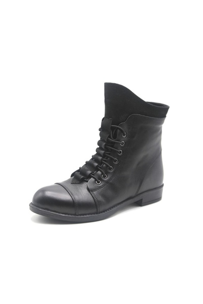 Scavia 502 Ortopedik Hakkiki Deri Kadın Botu Siyah