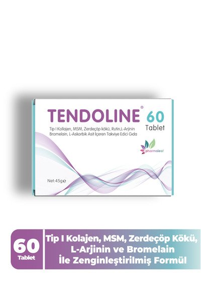 PHARMALEAF İLAÇ VE KOZMETİK Tendoline 60 Tablet, Tip 1 Kolajen Bromelain C Vitamini MSM Zerdeçal Arjinin Gıda Takviyesi