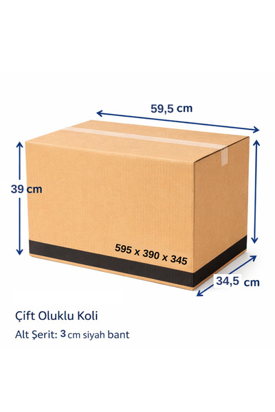 First Wei Çok Amaçlı Çift Oluklu Siyah Şerit Baskılı Koli Eşya Taşıma Taşınma...