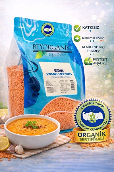 BEYORGANİK ORGANİK Kırmızı Mercimek 2,5kg (PESTİSİT ve AFLATOKSİN ANALİZLİ)