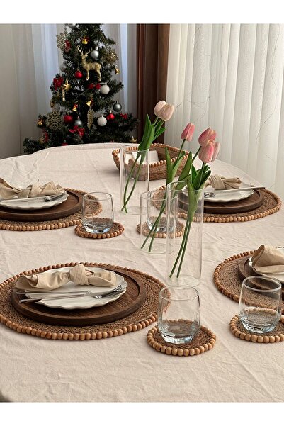 Geni Boncuklu Amerikan Servis Hasır Amerikan Servis 4 Adet