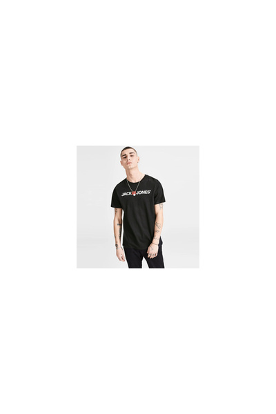 Jack & Jones Jack&Jones 12137126 Black/Slim Fit Erkek T-Shirt Siyah