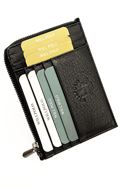 willpolo محفظة نسائية من الجلد الطبيعي كبيرة الحجم - حامل بطاقات، حجرة بسحاب