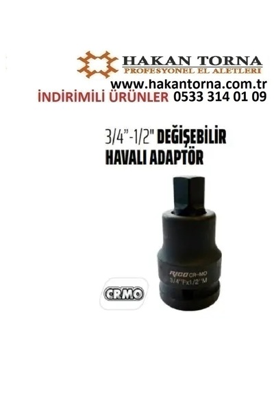 Rico 3/4-1/2 Değişebilir Başlıklı Havalı Lokma Düşürücü Adaptör