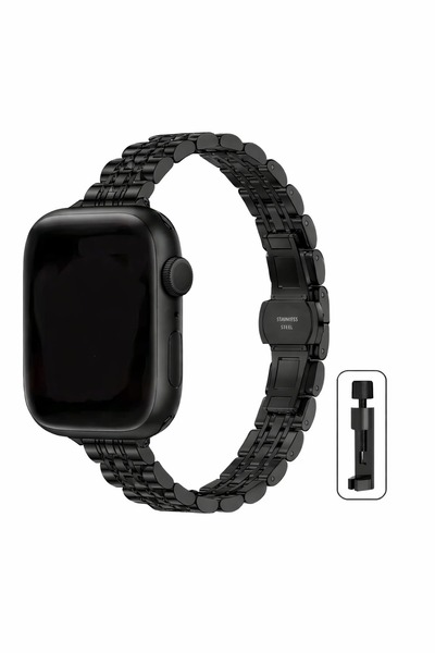 Alstrap Apple Watch 5 6 7 8 9 Se Uyumlu 38/40/41 mm Paslanmaz Çelik Slim İnce...