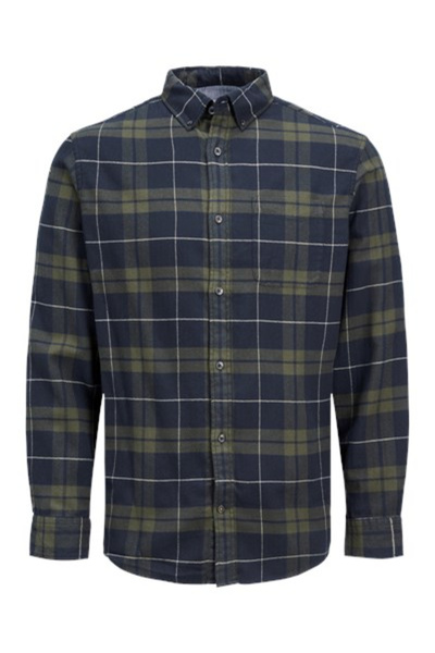 Jack & Jones Jack&-Jones 12259895 JJEWILLY CHECH SHIRT Erkek Gömlek Haki Siyah