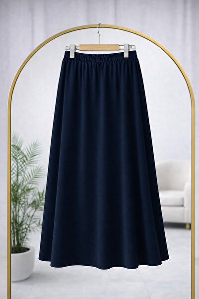 Bahar Altundemir Kadın Beli Lastikli Yumuşak Dokulu Likralı Oyşo Kumaş Kloş Etek