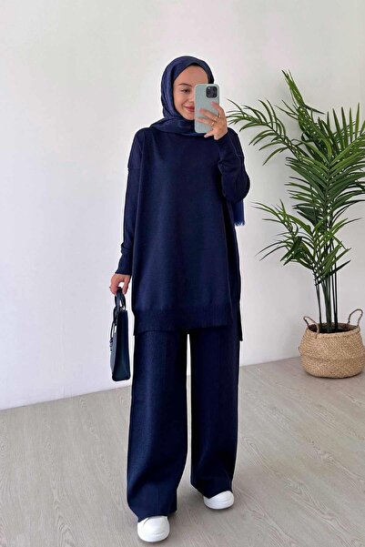 Ka Hijab Σετ Τσακάκια Μερσεριζέ Λαμπερά - Ναυτικό Μπλε