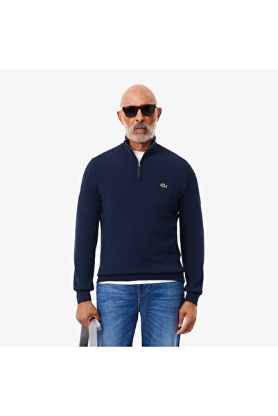 Lacoste Erkek Regular Fit Yarım Fermuarlı Organik Pamuk Lacivert Kazak