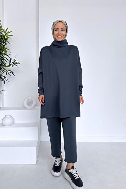 Ka Hijab Balıkçı Yaka Basic Scuba Takım - Füme