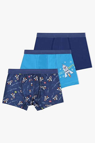 koza iç giyim Boy's 3-Piece Rocket Pattern Boxer